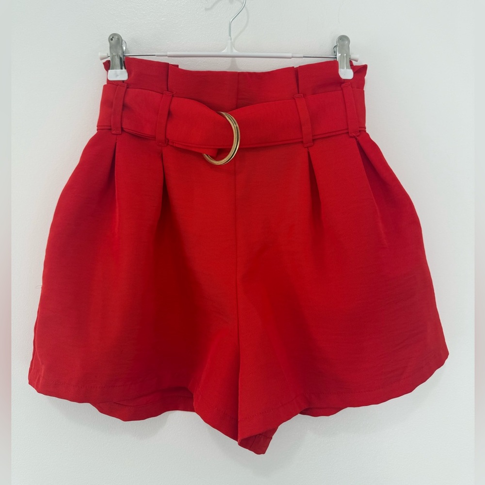 Jealous Tomato Red Belted High Waisted Shorts | Size Small | Chic Dressy Shorts